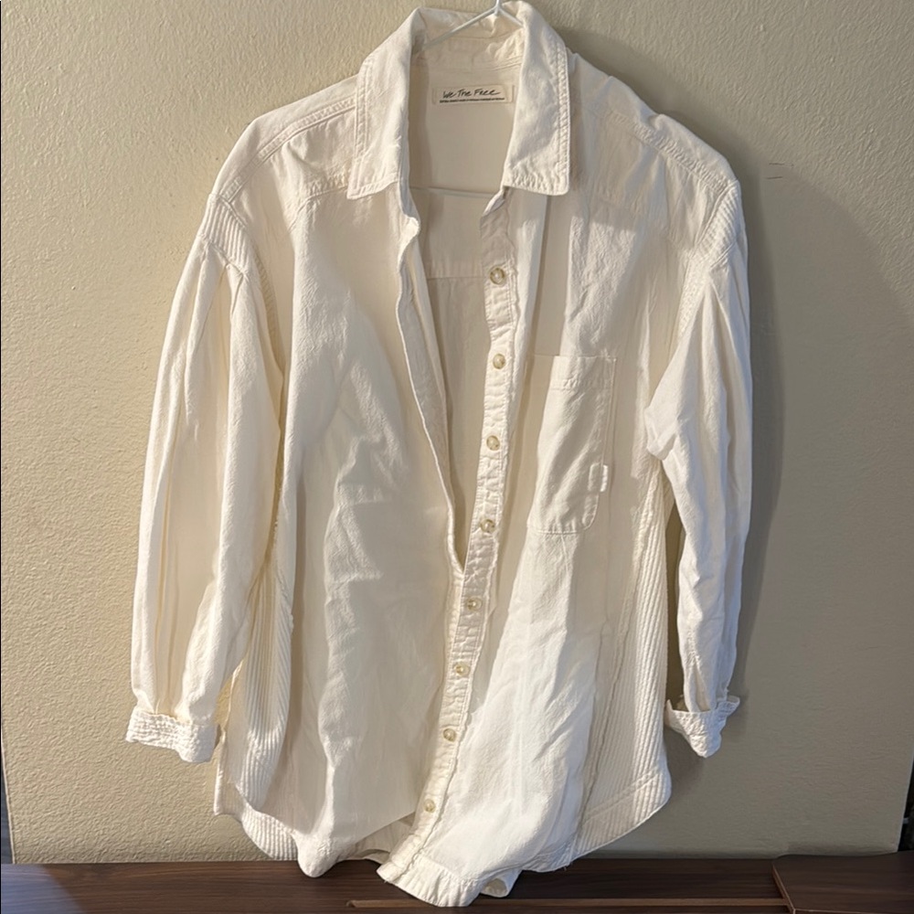 Free People White Button-Up Shirt